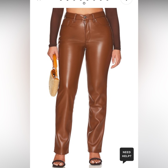 Good American Better Than Leather Faux Good Icon Pants Burnt Caramel 6 / 28 - Picture 3 of 11